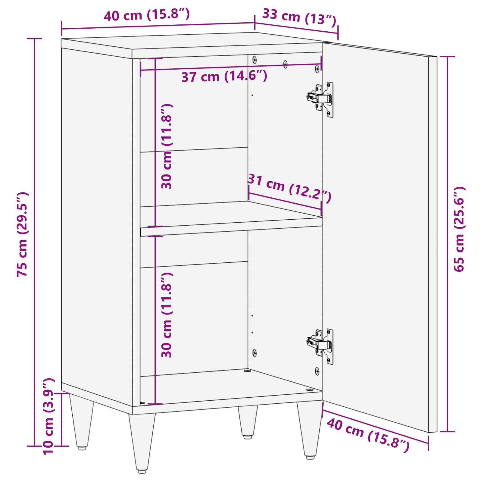 Storage Cabinets Multicolour 40 X 33.5 X 75 Cm Solid Mango Wood