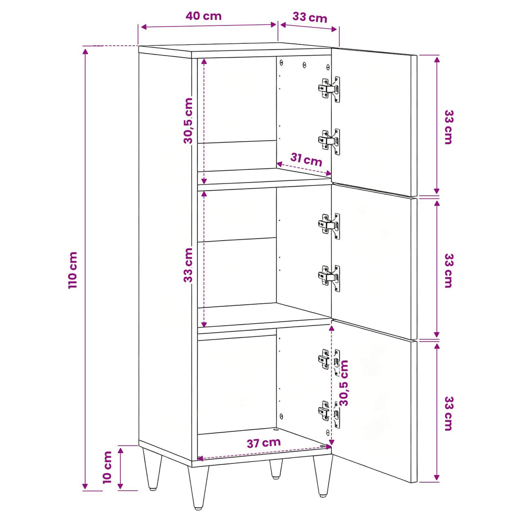 Storage Cabinets With Storage Multicolour 40 X 33.5 X 110 Cm