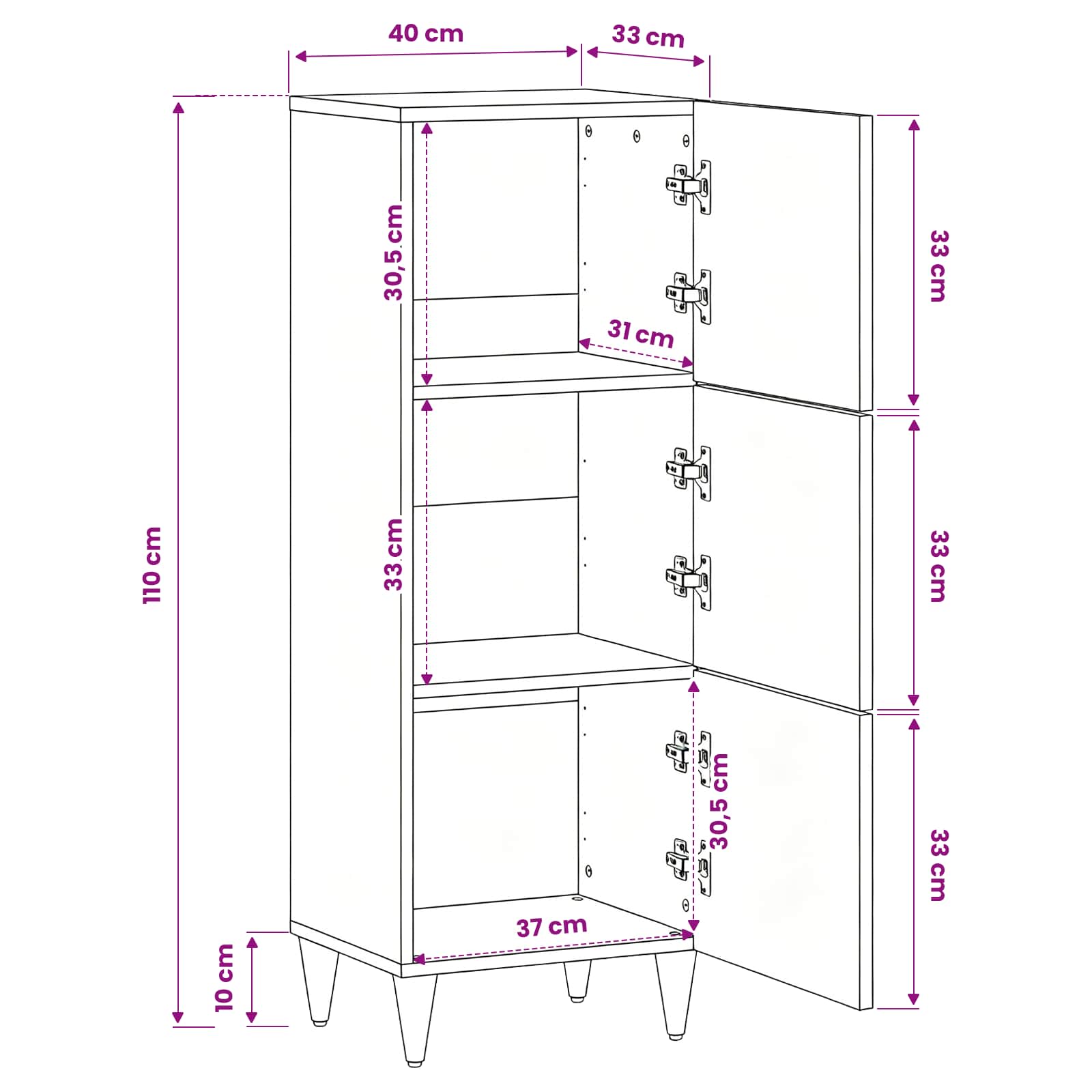 Storage Cabinets With Storage Multicolour 40 X 33.5 X 110 Cm