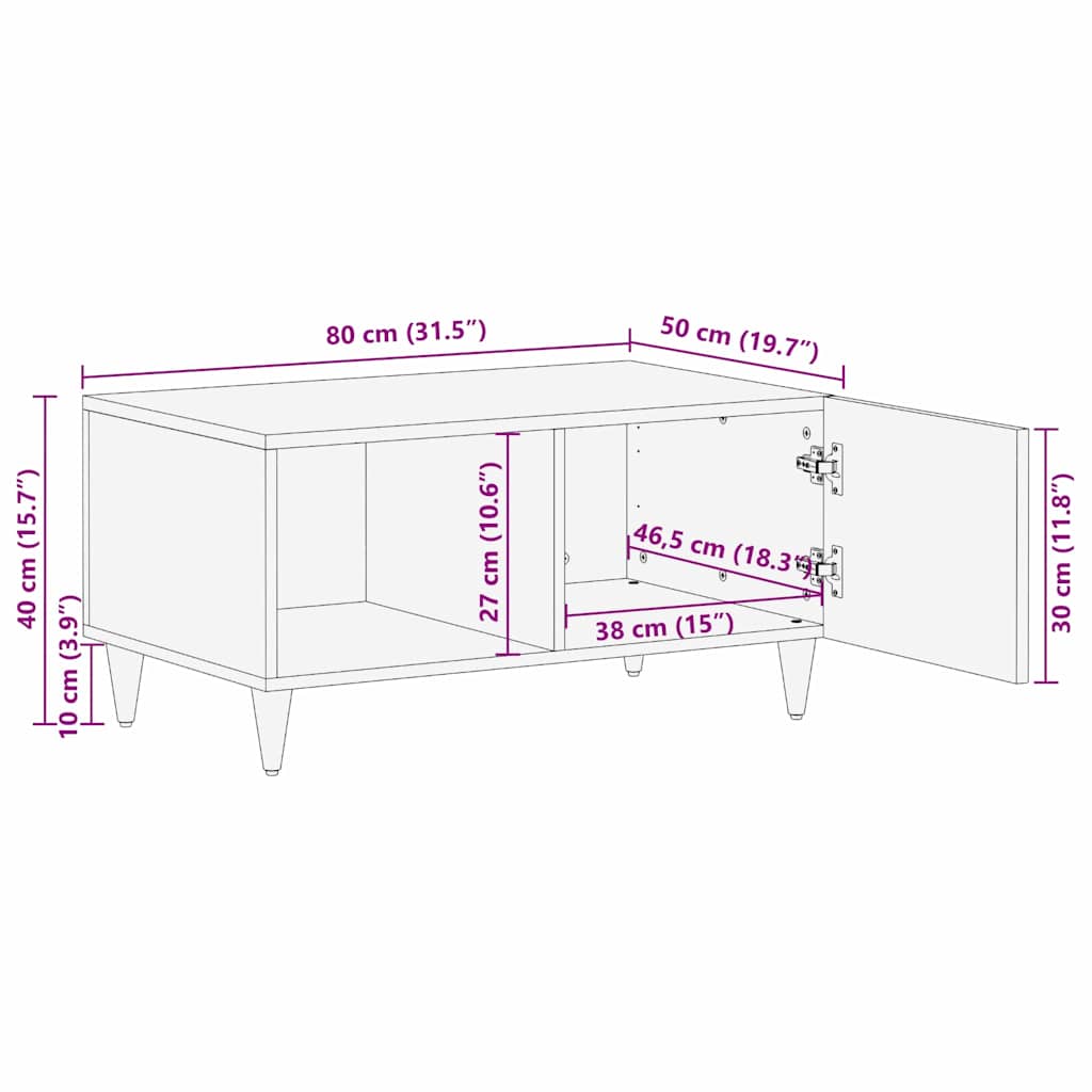 Coffee Table 80 X 50 X 40 Cm Solid Mango Wood