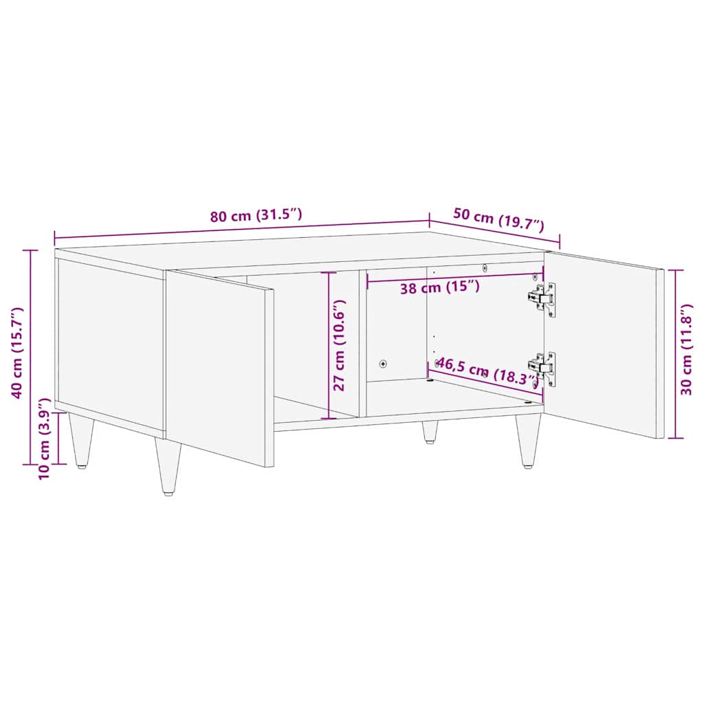 Coffee Table 80 X 50 X 40 Cm Solid Mango Wood