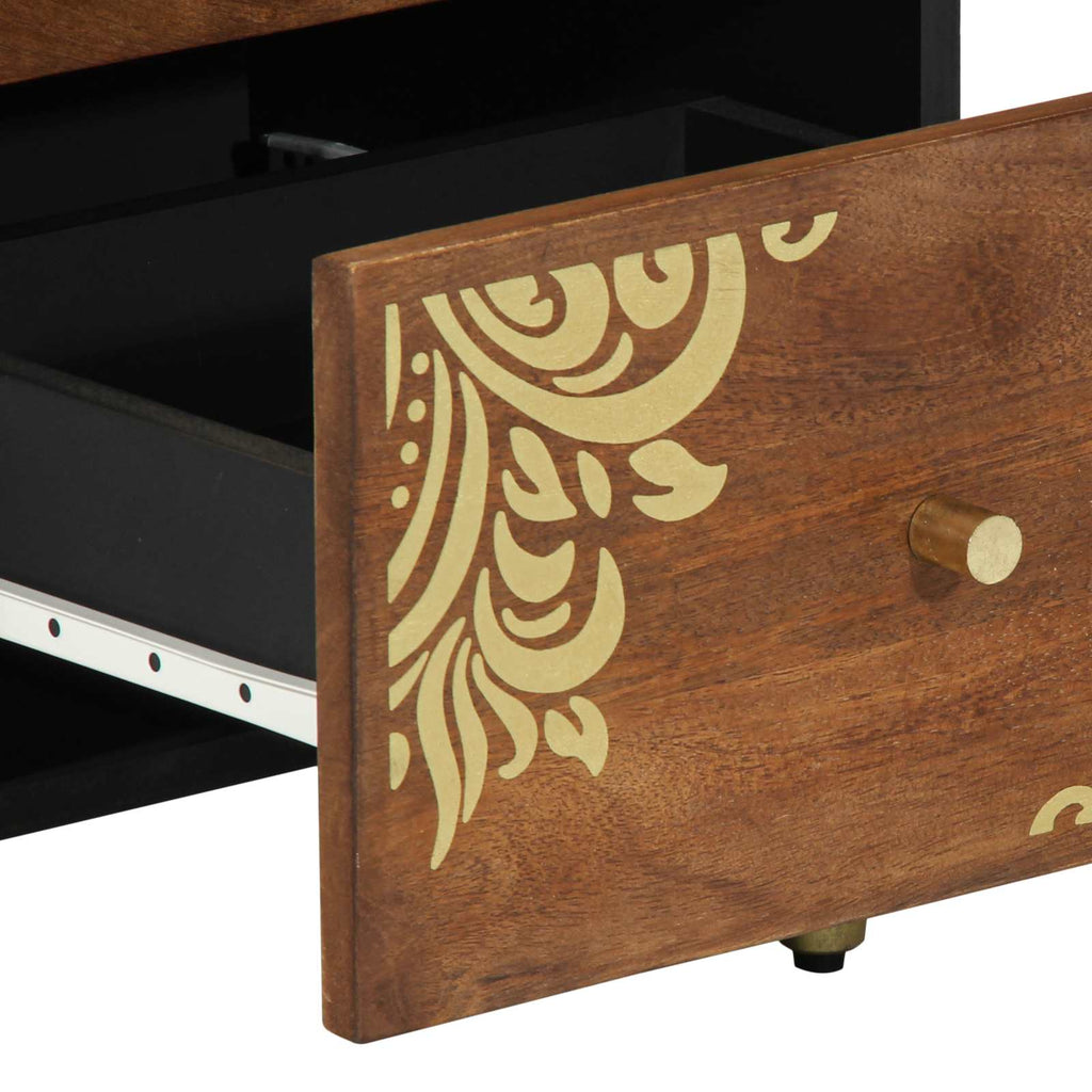 Sideboard With Drawer 40 X 33 X 75 Cm Solid Mango Wood 1