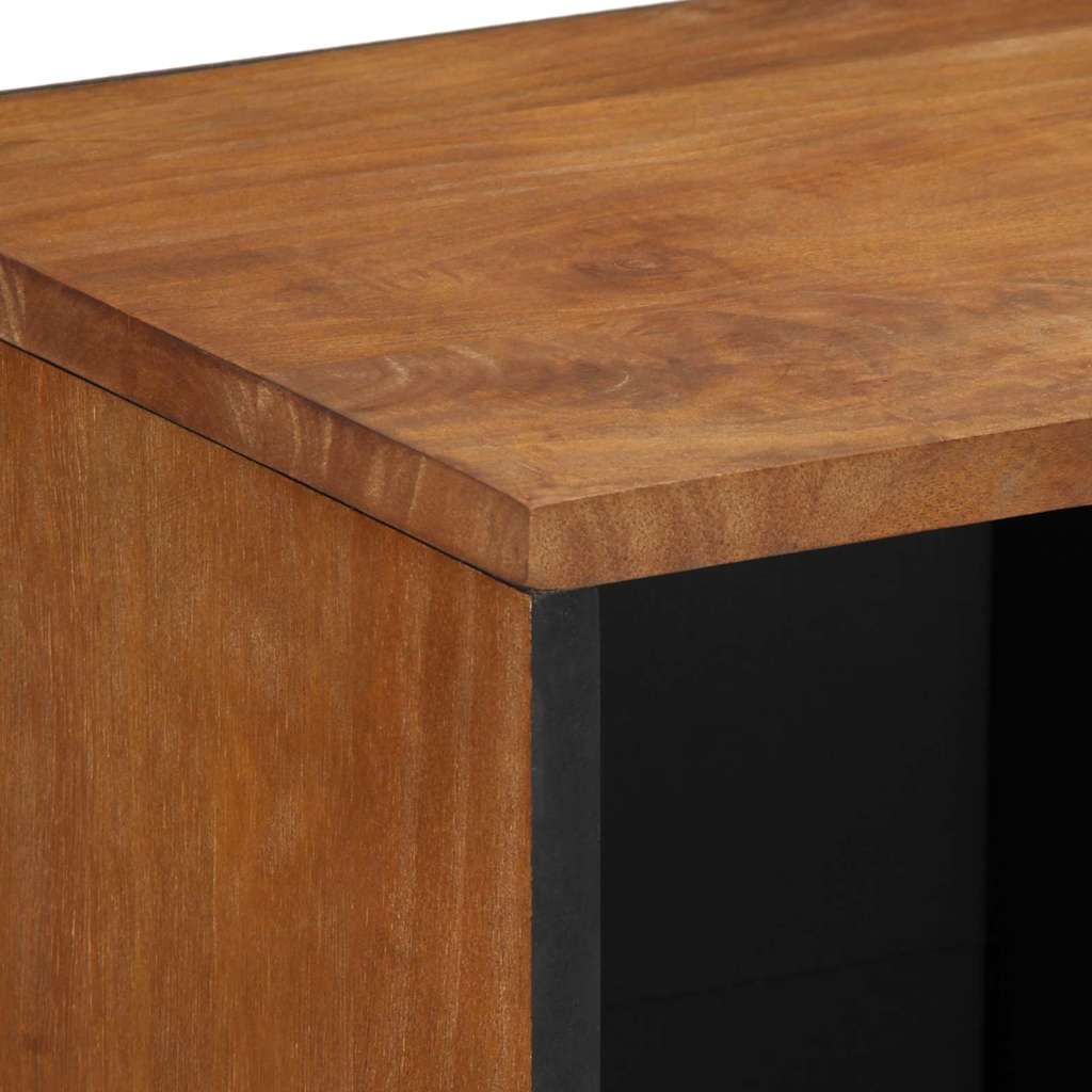 Media Storage Cabinet Sideboard Gold 80 X 33 75 Cm Solid Mango Wood Grey Black 8