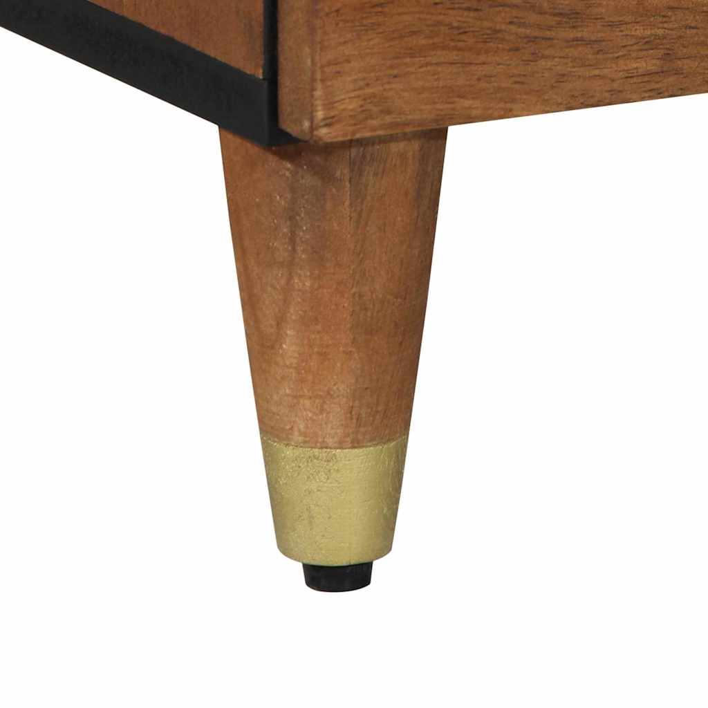 Media Storage Cabinet Sideboard Gold 80 X 33 75 Cm Solid Mango Wood Grey Black 8