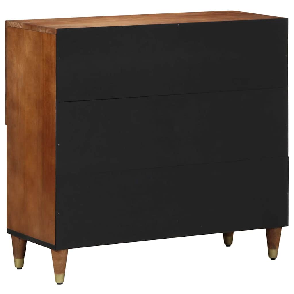 Media Storage Cabinet Sideboard Gold 80 X 33 75 Cm Solid Mango Wood Grey Black 8