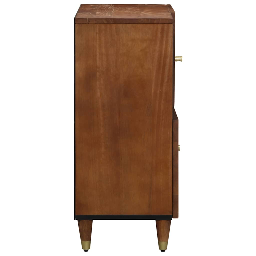 Media Storage Cabinet Sideboard Gold 80 X 33 75 Cm Solid Mango Wood Grey Black 8