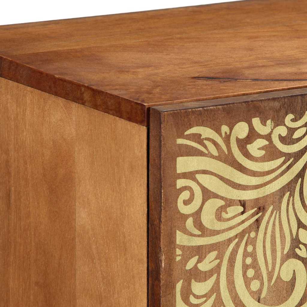 Media Storage Cabinet Sideboard Shelf 90 X 33 75 Cm Solid Mango Wood Black Grey