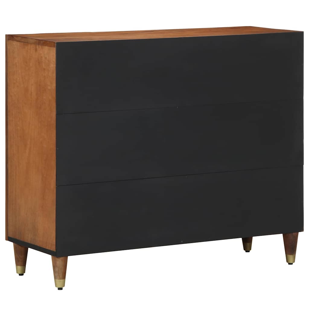 Media Storage Cabinet Sideboard Shelf 90 X 33 75 Cm Solid Mango Wood Black Grey
