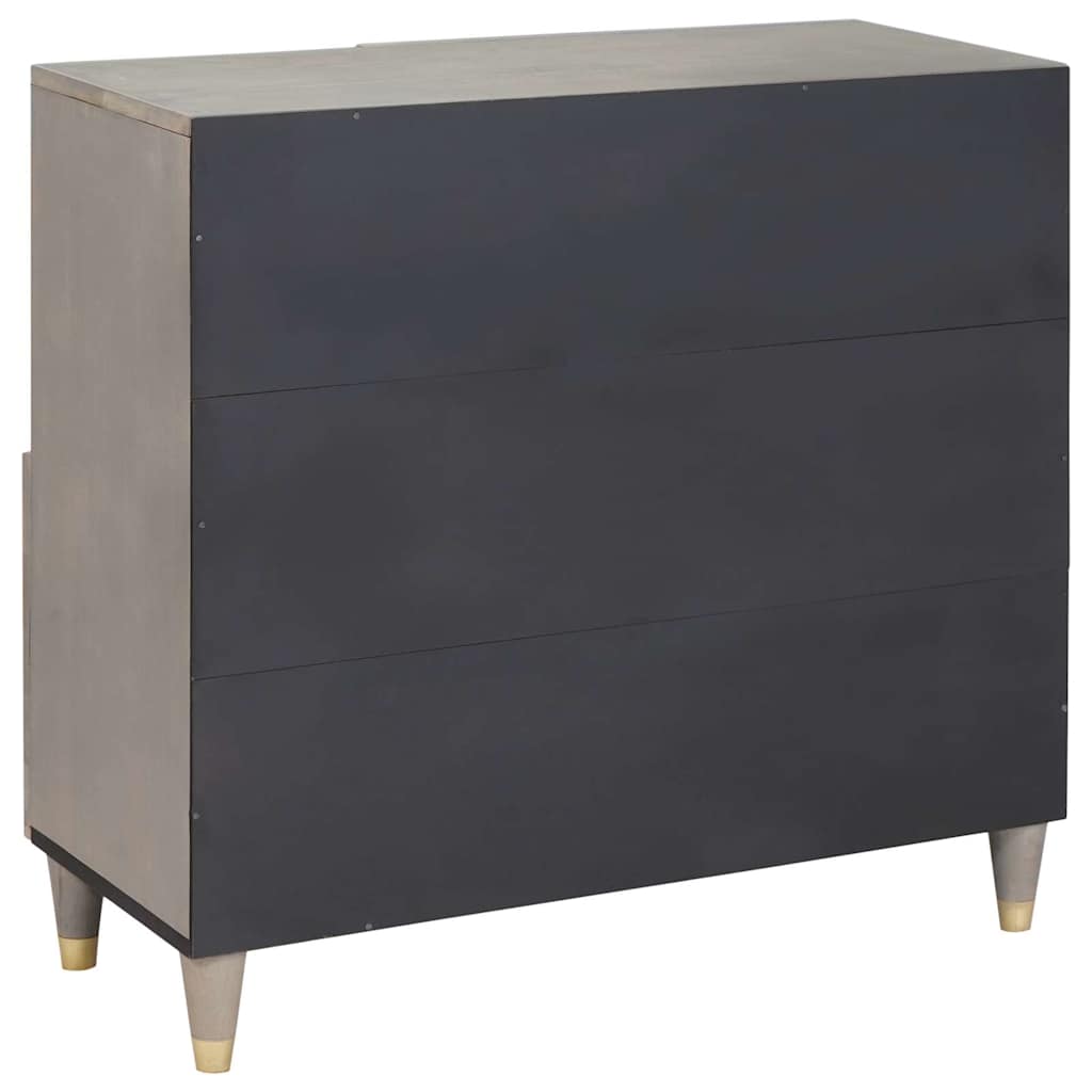 Media Storage Cabinet Sideboard Gold 80 X 33 75 Cm Solid Mango Wood Grey Black 8