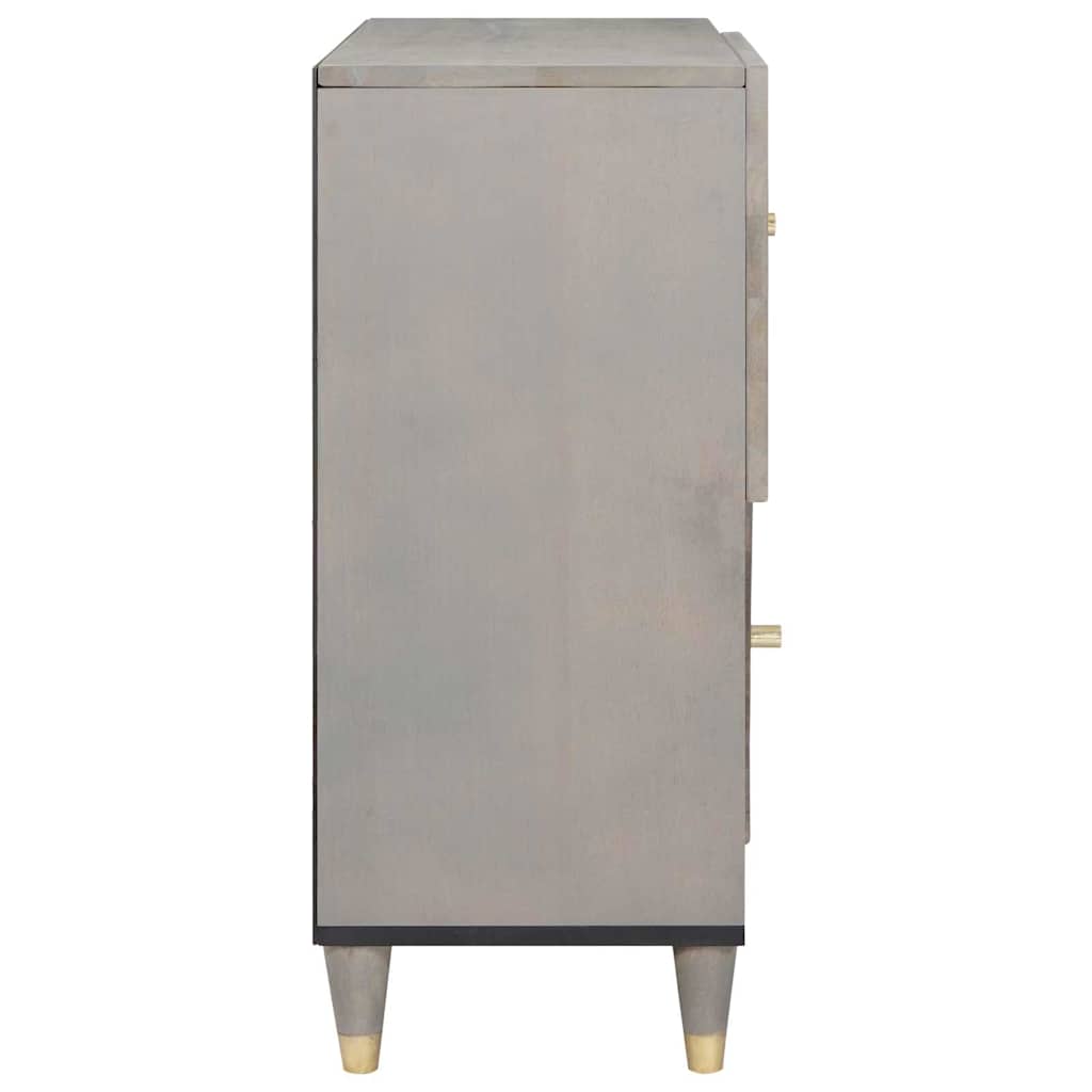 Media Storage Cabinet Sideboard Gold 80 X 33 75 Cm Solid Mango Wood Grey Black 8
