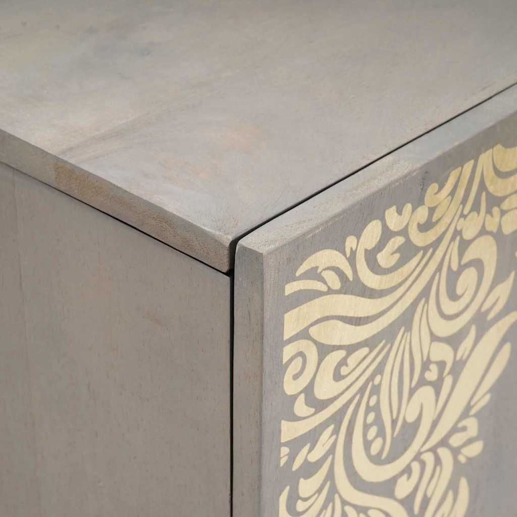Media Storage Cabinet Sideboard Shelf 90 X 33 75 Cm Solid Mango Wood Black Grey