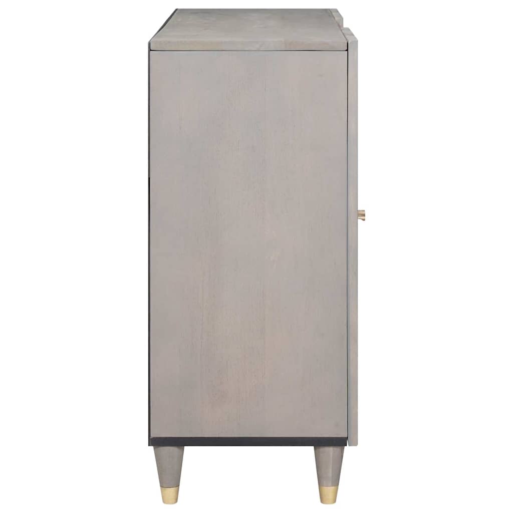 Media Storage Cabinet Sideboard Shelf 90 X 33 75 Cm Solid Mango Wood Black Grey