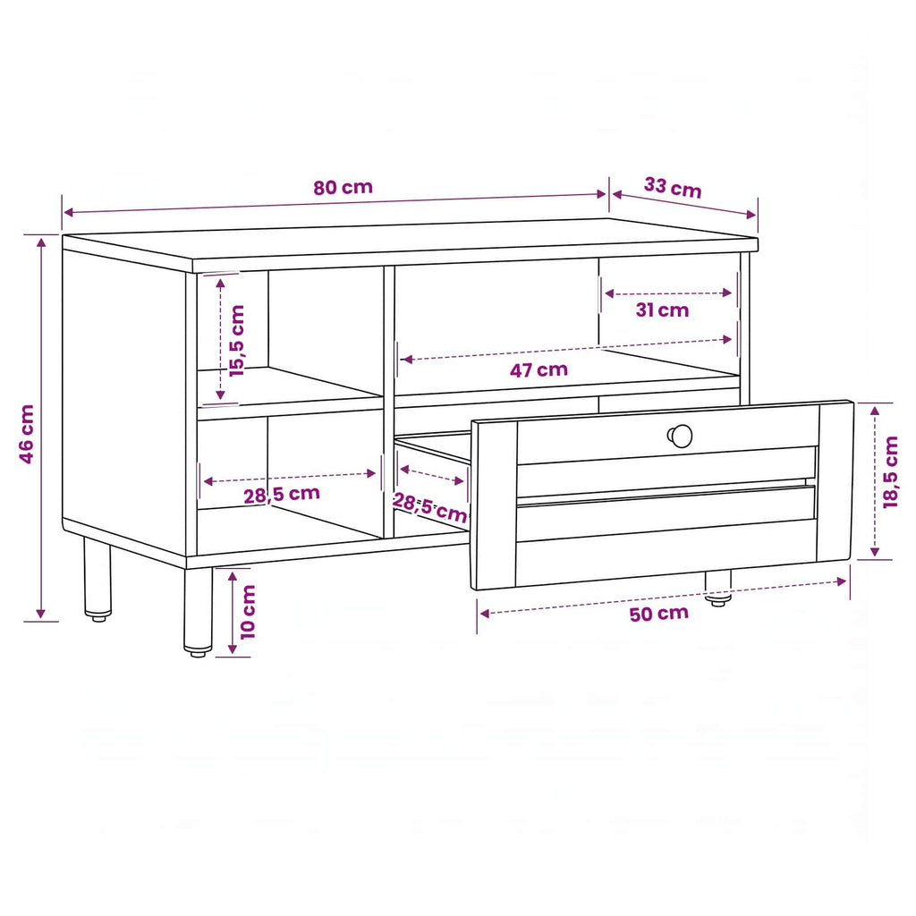 Storage Cabinets Brown 80 X 33.5 X 46 Cm Solid Mango Wood