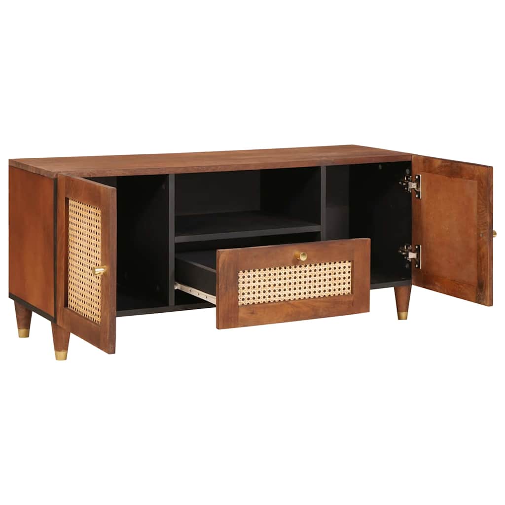 Tv Cabinet With Shelf Brown 105 X 33.5 X 46 Cm Solid Mango Wood