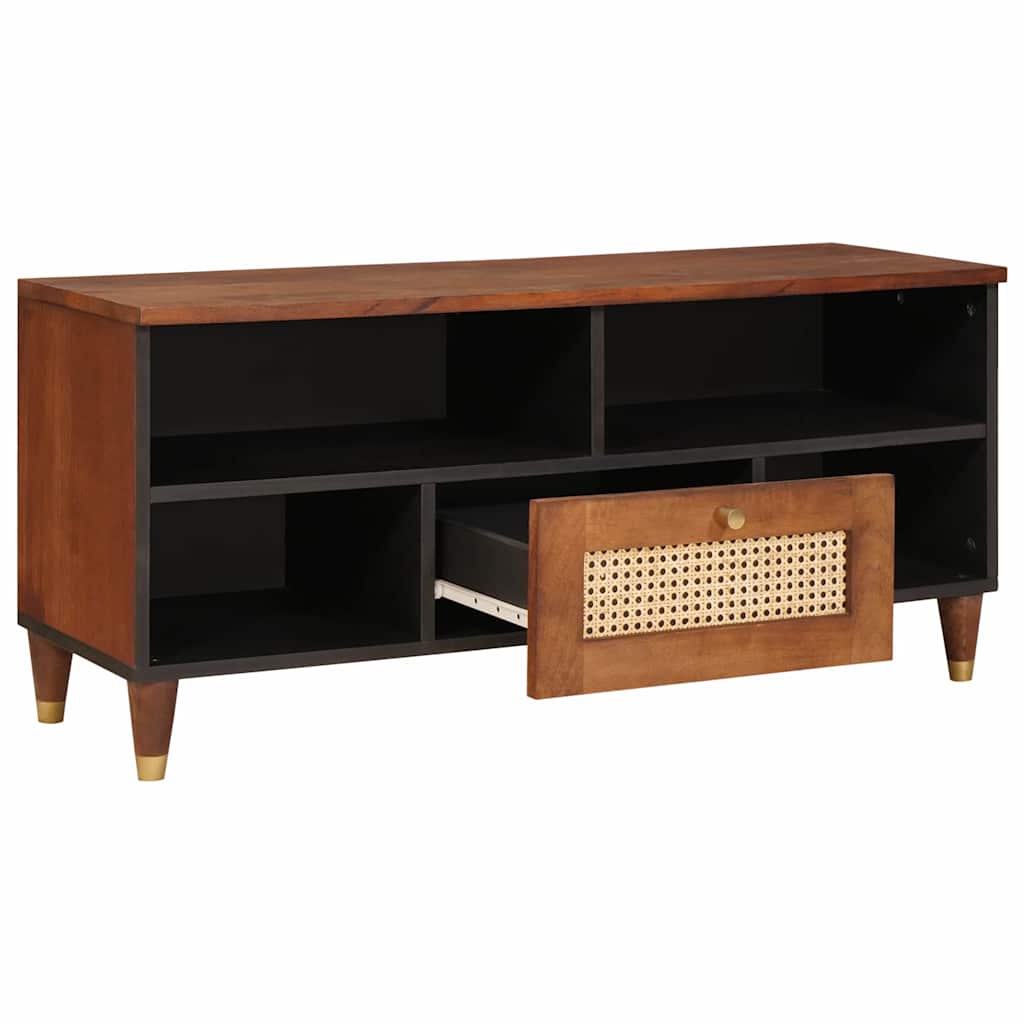 Tv Cabinet With Shelf Brown 100 X 33.5 X 46 Cm Solid Mango Wood