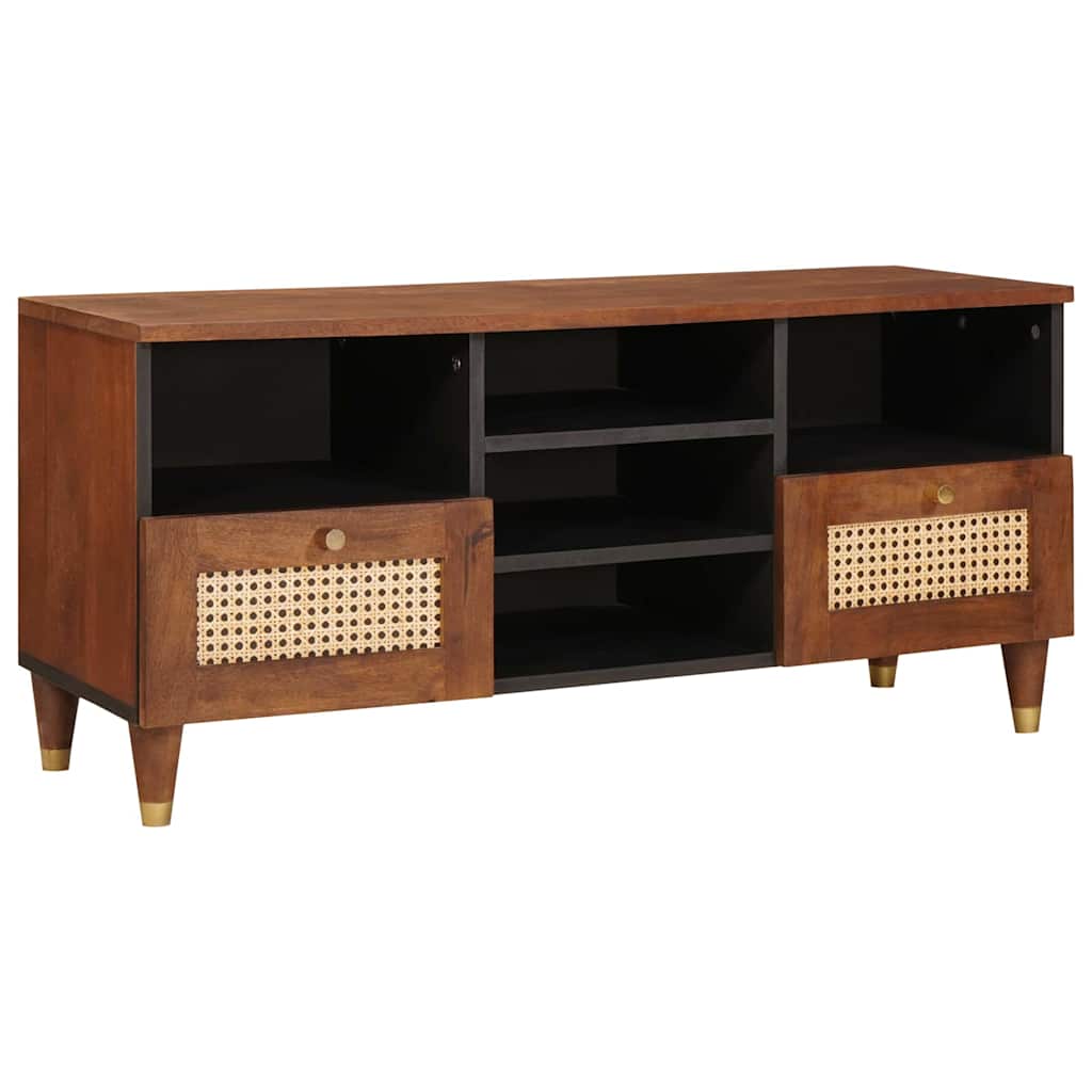 Media Storage Cabinet Tv Shelf Brown 100 X 33.5 46 Cm Solid Mango Wood 100 cm