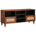 Media Storage Cabinet Tv Shelf Brown 100 X 33.5 46 Cm Solid Mango Wood 100 cm