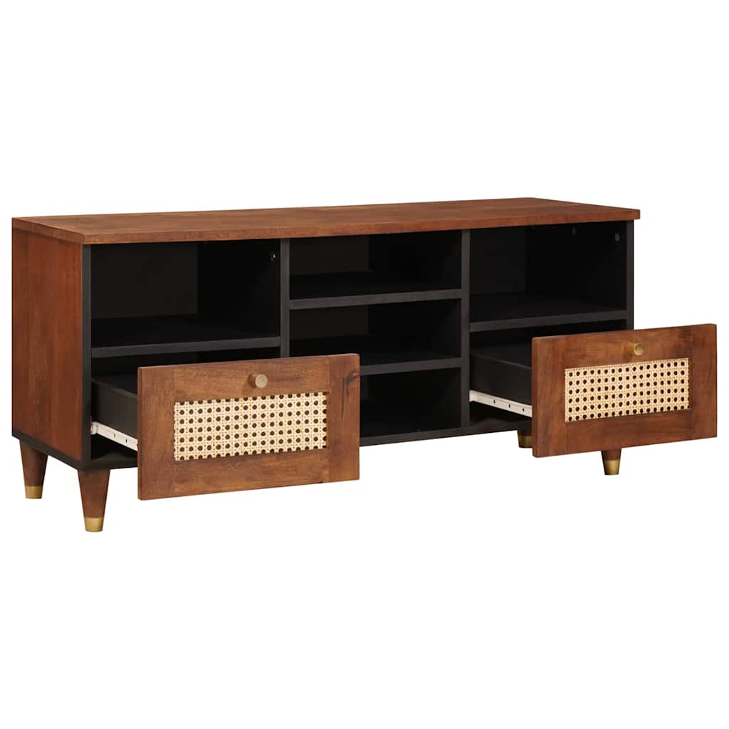Media Storage Cabinet Tv Shelf Brown 100 X 33.5 46 Cm Solid Mango Wood 100 cm