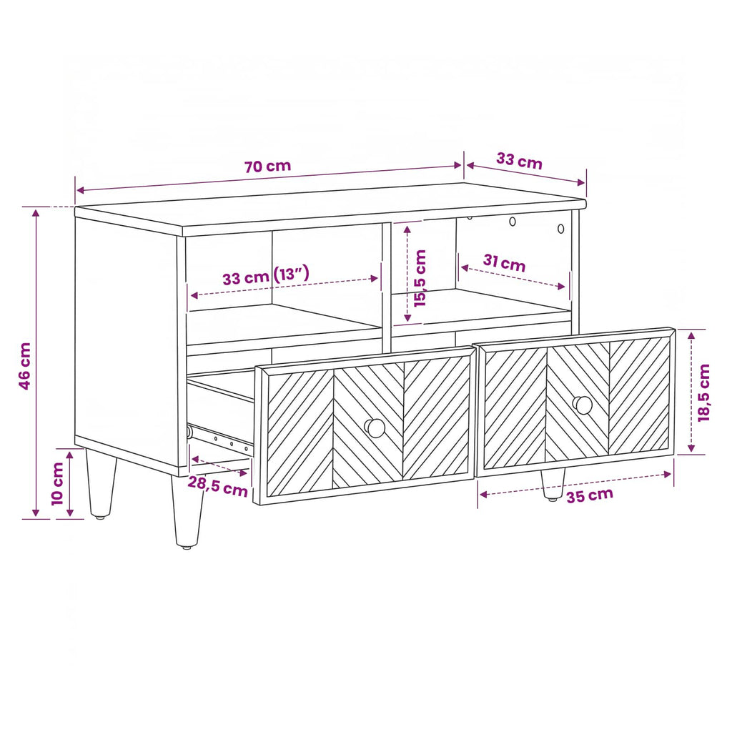 Storage Cabinets Brown 70 X 33.5 X 46 Cm Solid Mango Wood
