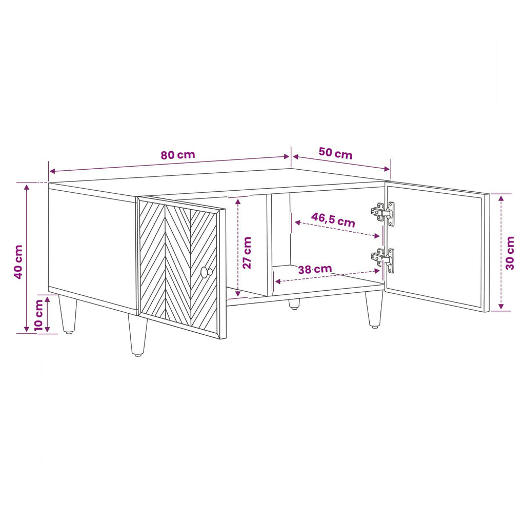 Coffee Table Brown 80 X 50 X 40 Cm Solid Mango Wood