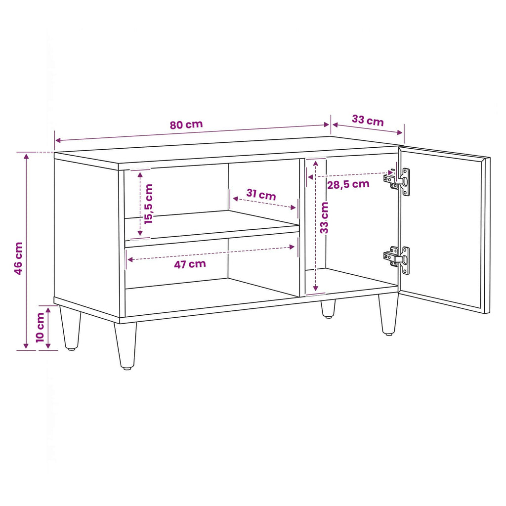Storage Cabinets Brown 80 X 31.5 X 46 Cm Solid Mango Wood