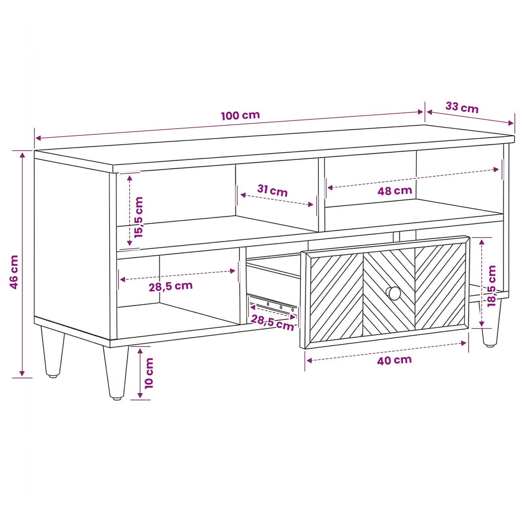 Storage Cabinets Brown 100 X 33.5 X 46 Cm Solid Mango Wood