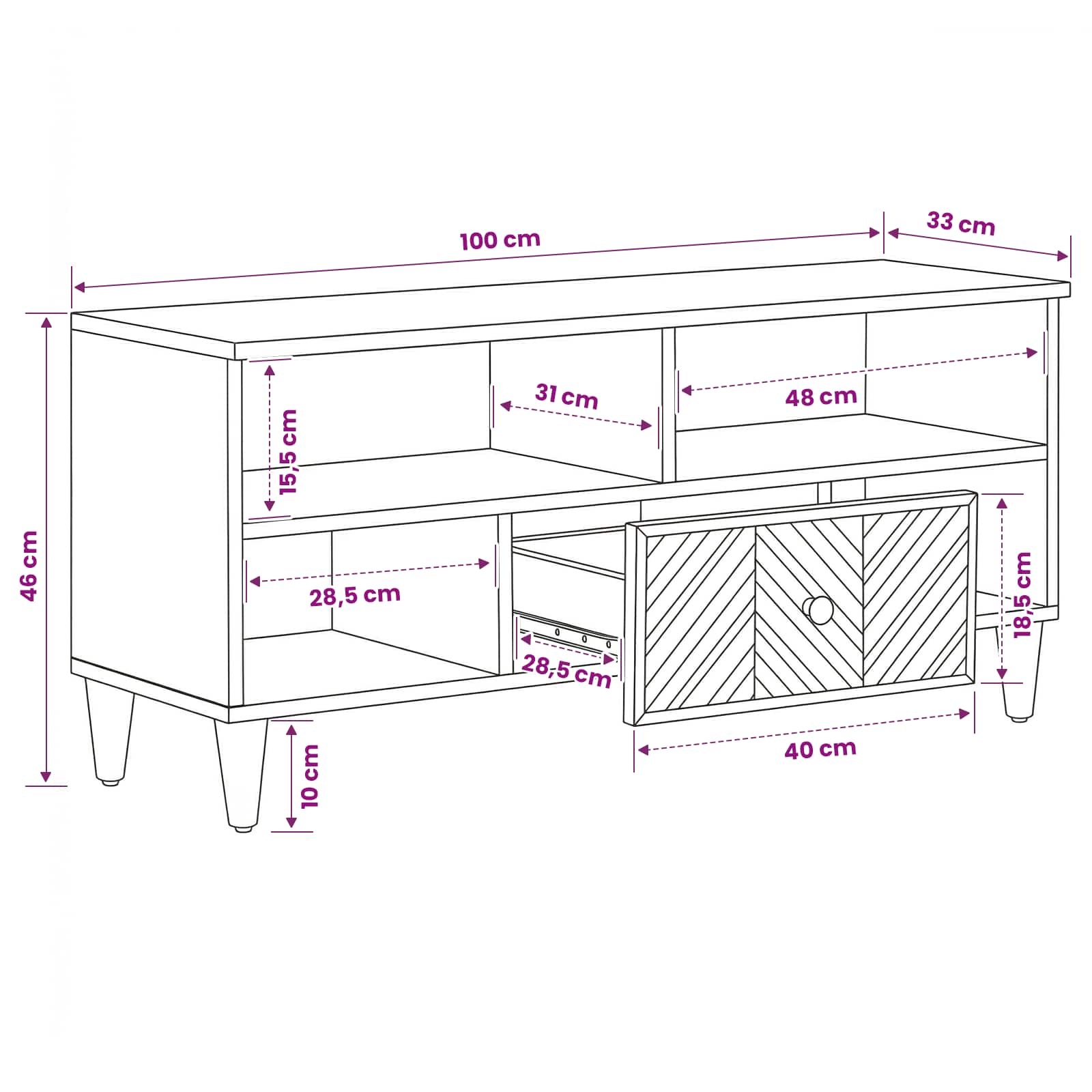 Storage Cabinets Brown 100 X 33.5 X 46 Cm Solid Mango Wood