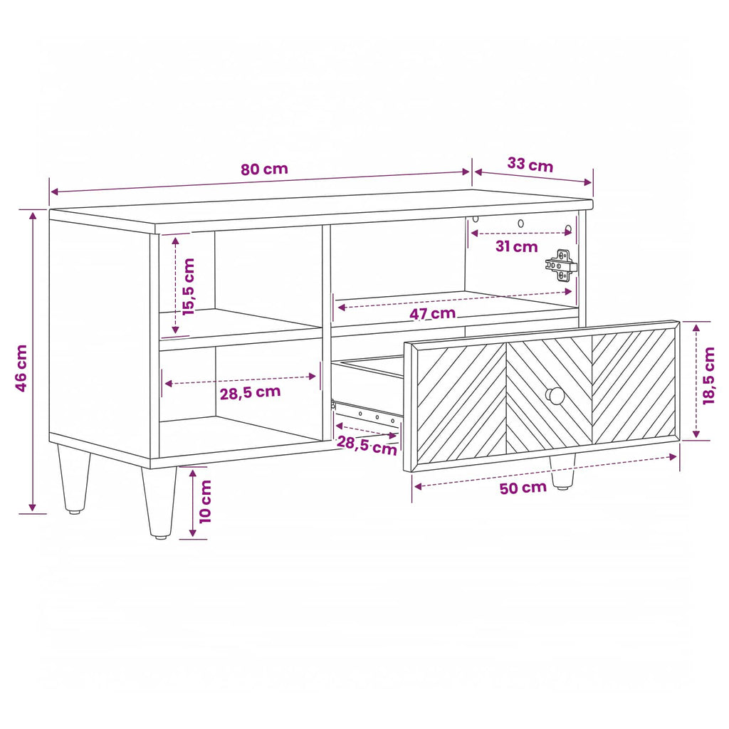 Storage Cabinets Brown 80 X 33.5 X 46 Cm Solid Mango Wood