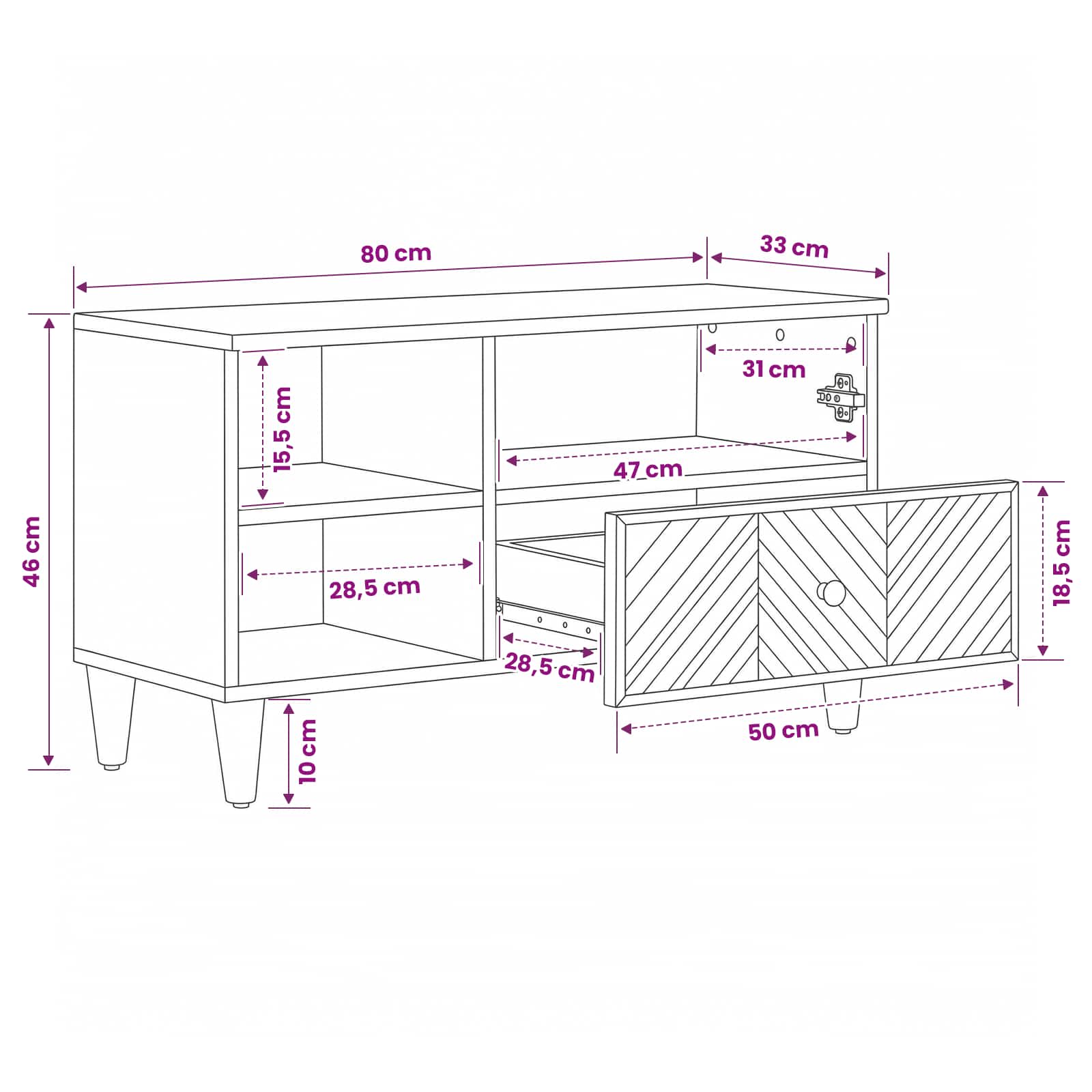 Storage Cabinets Brown 80 X 33.5 X 46 Cm Solid Mango Wood