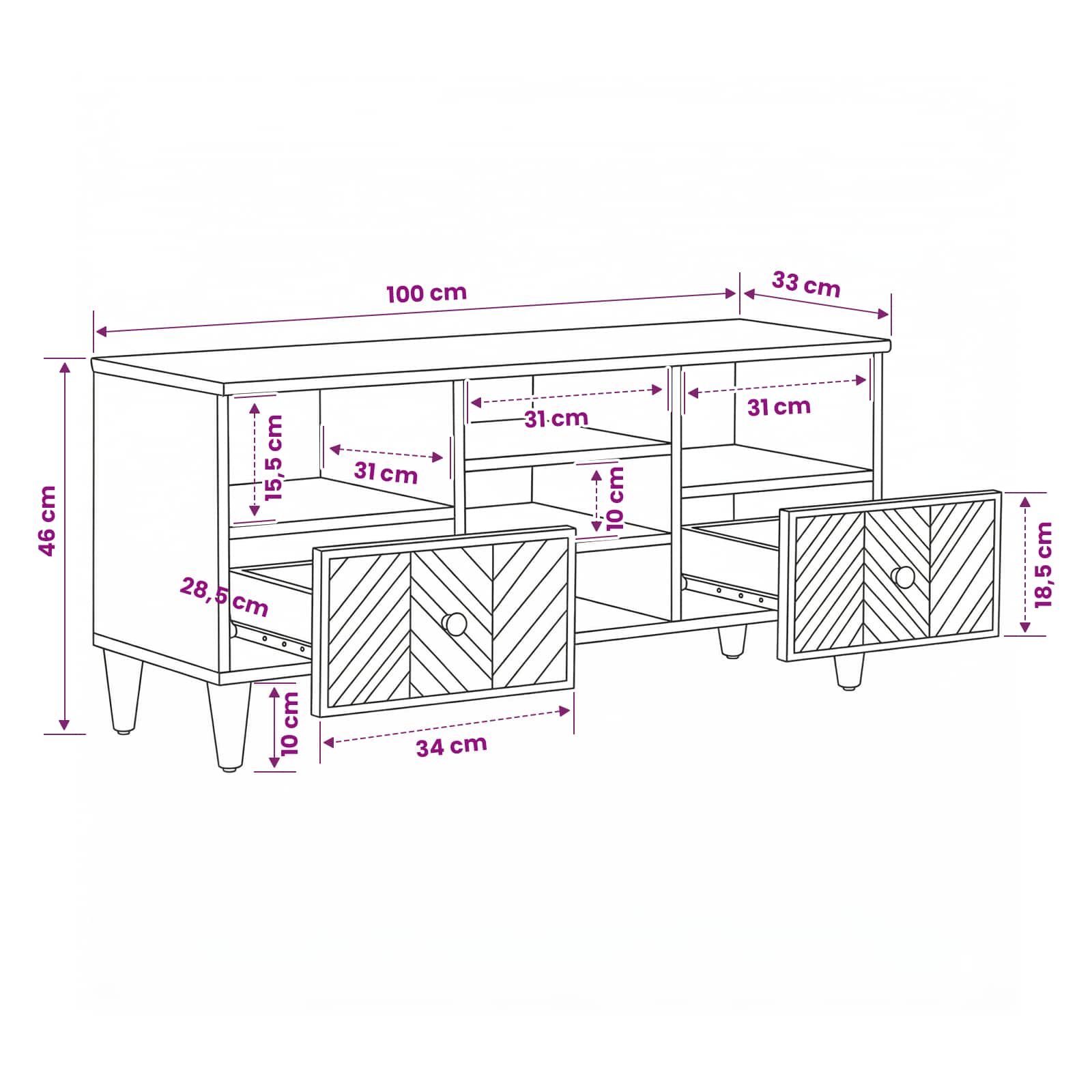 Storage Cabinets Brown 100 X 33.5 X 46 Cm Solid Mango Wood