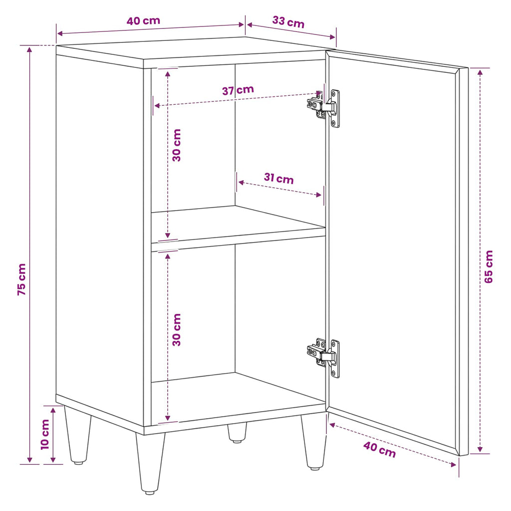 Storage Cabinets Brown 40 X 33.5 X 75 Cm Solid Mango Wood
