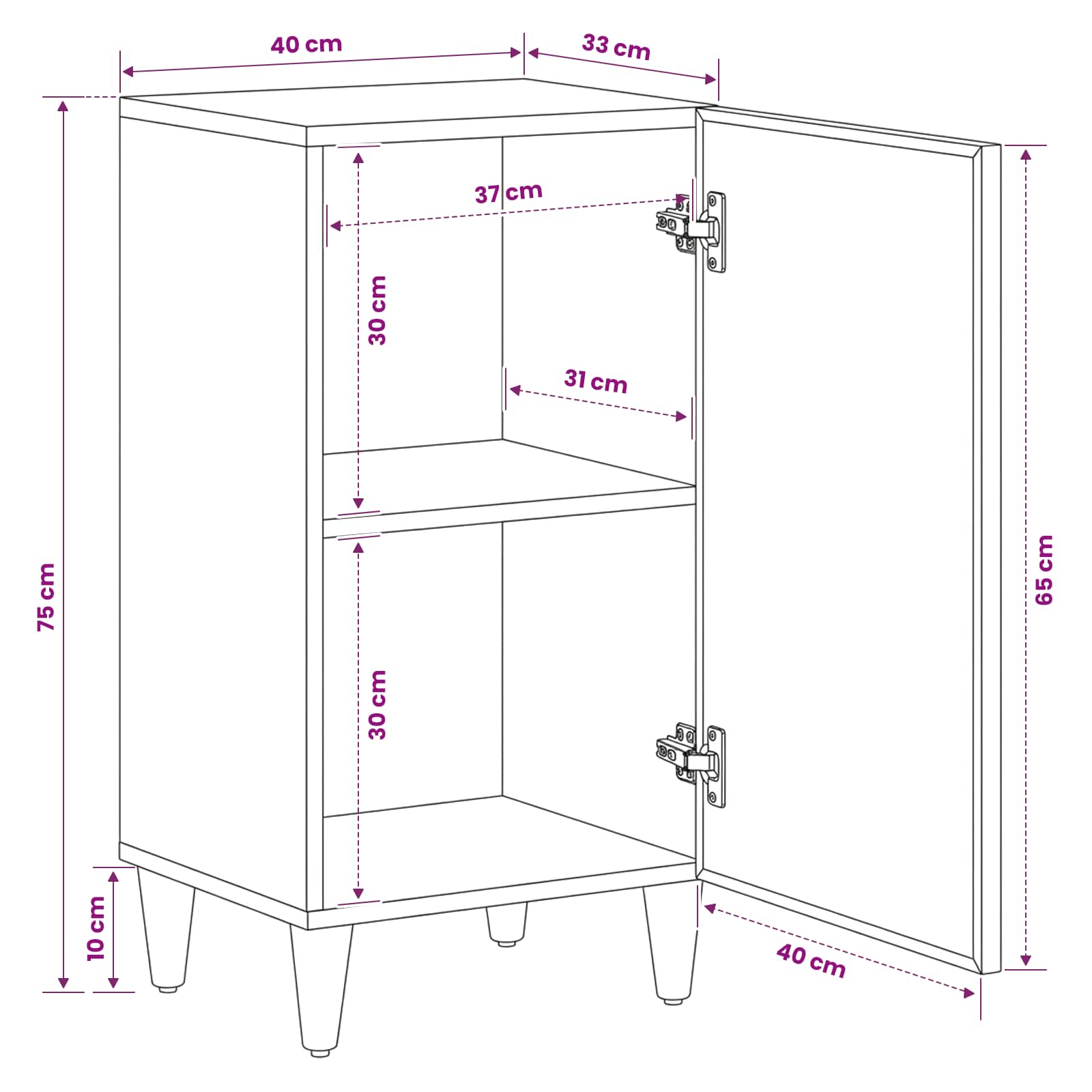 Storage Cabinets Brown 40 X 33.5 X 75 Cm Solid Mango Wood