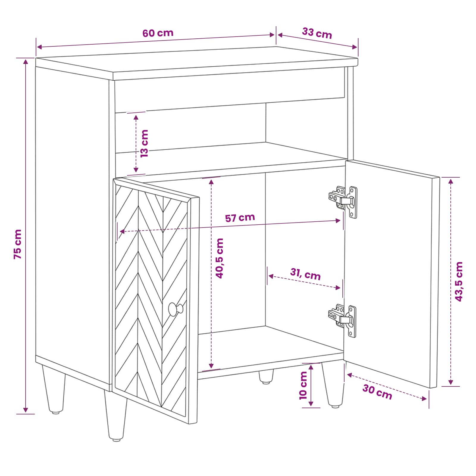 Storage Cabinets Brown 60 X 33.5 X 75 Cm Solid Mango Wood
