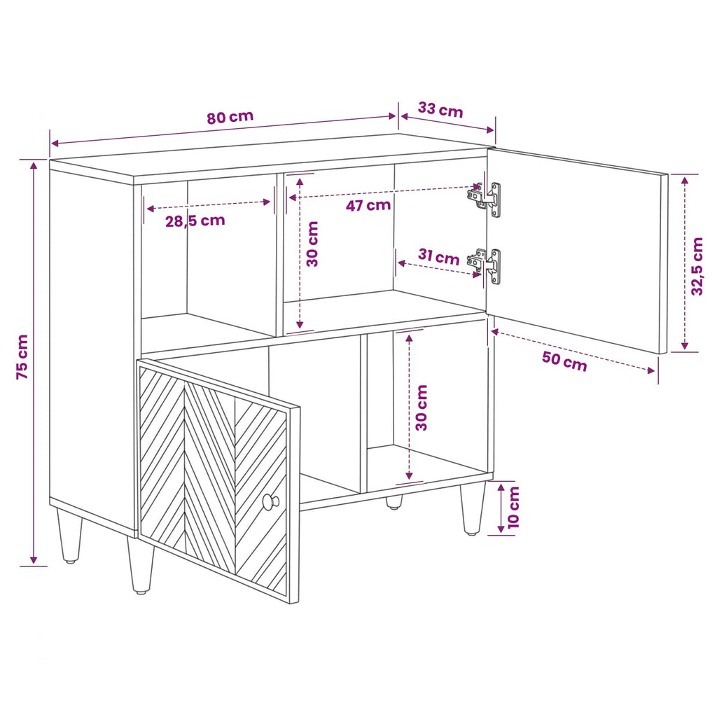 Storage Cabinets Brown 80 X 33.5 X 75 Cm Solid Mango Wood