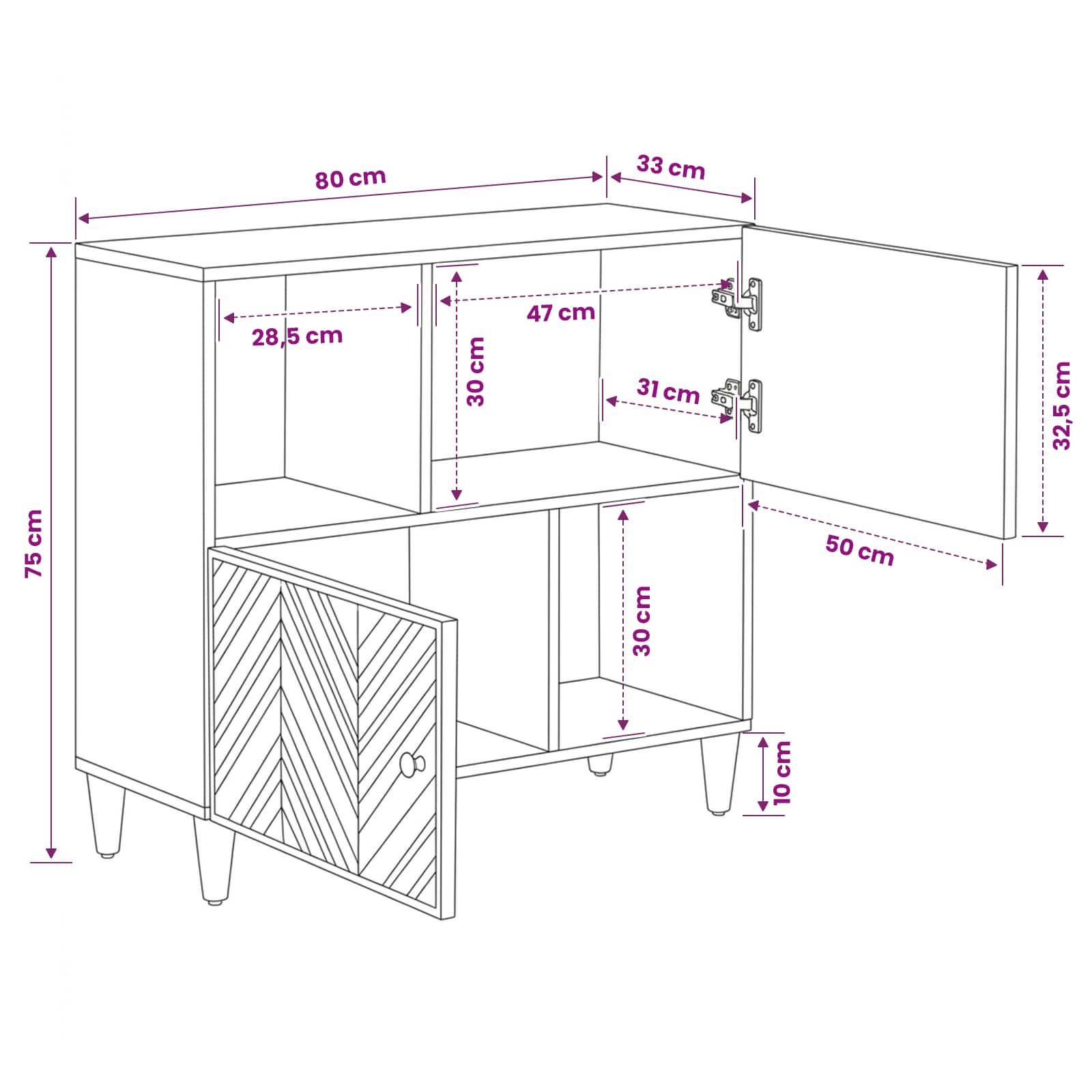 Storage Cabinets Brown 80 X 33.5 X 75 Cm Solid Mango Wood
