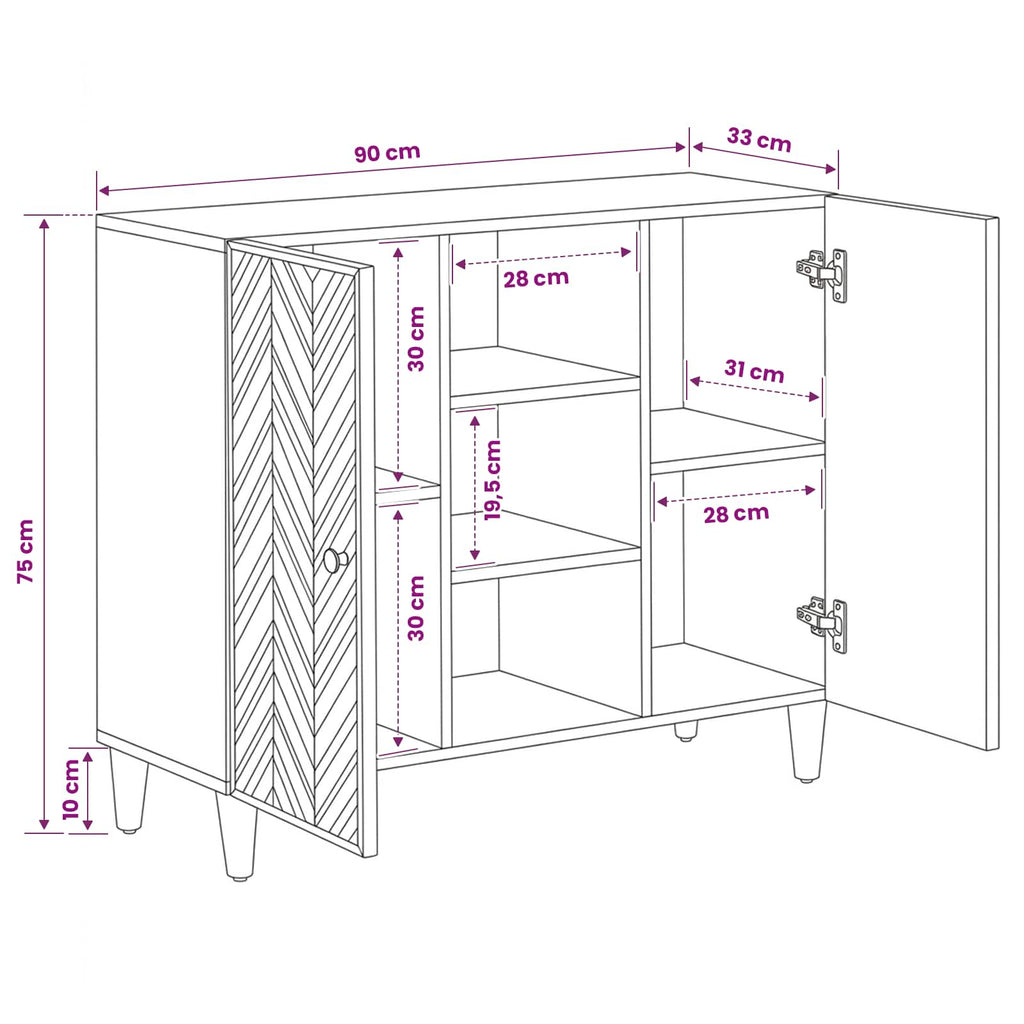 Storage Cabinets Brown 90 X 33.5 X 75 Cm Solid Mango Wood