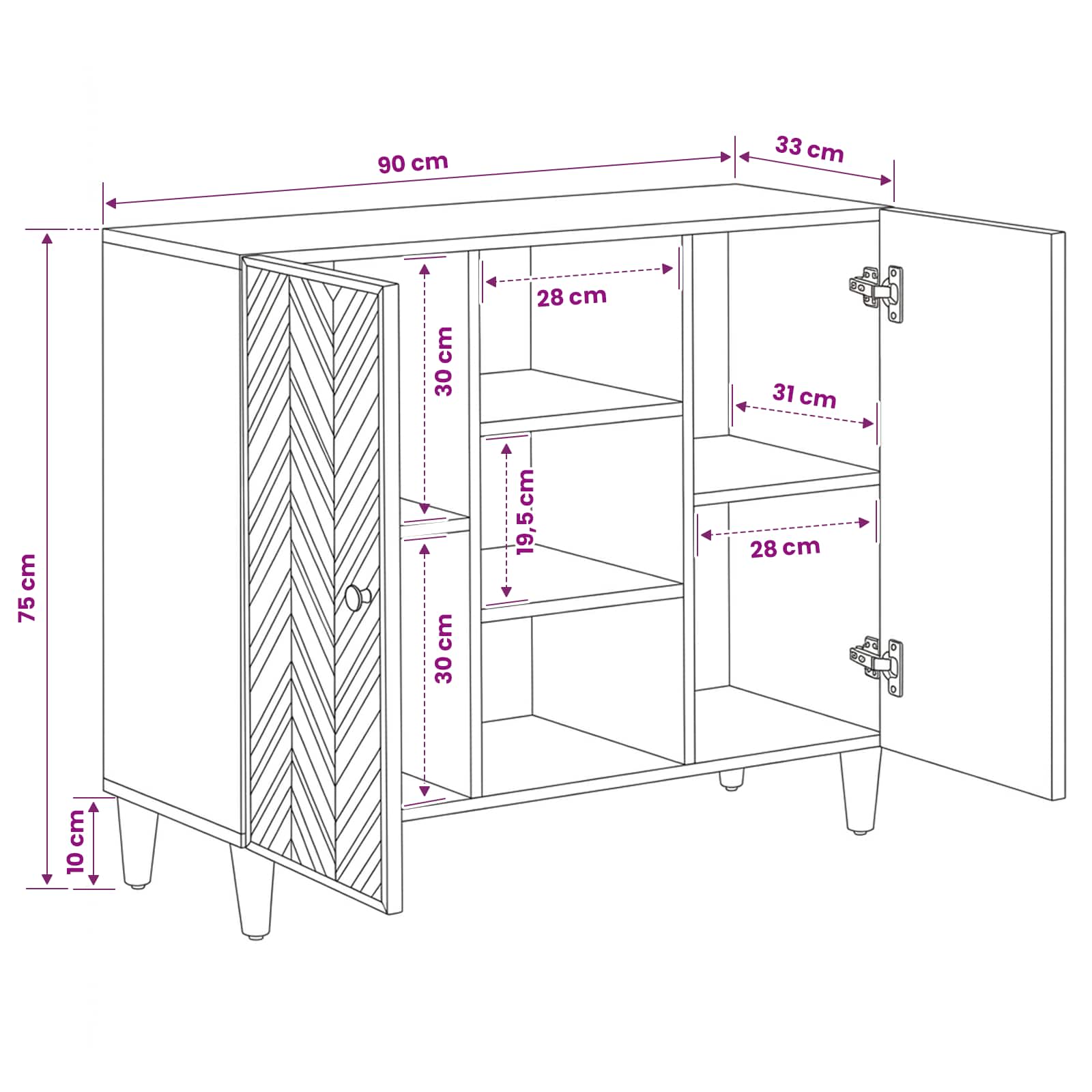 Storage Cabinets Brown 90 X 33.5 X 75 Cm Solid Mango Wood
