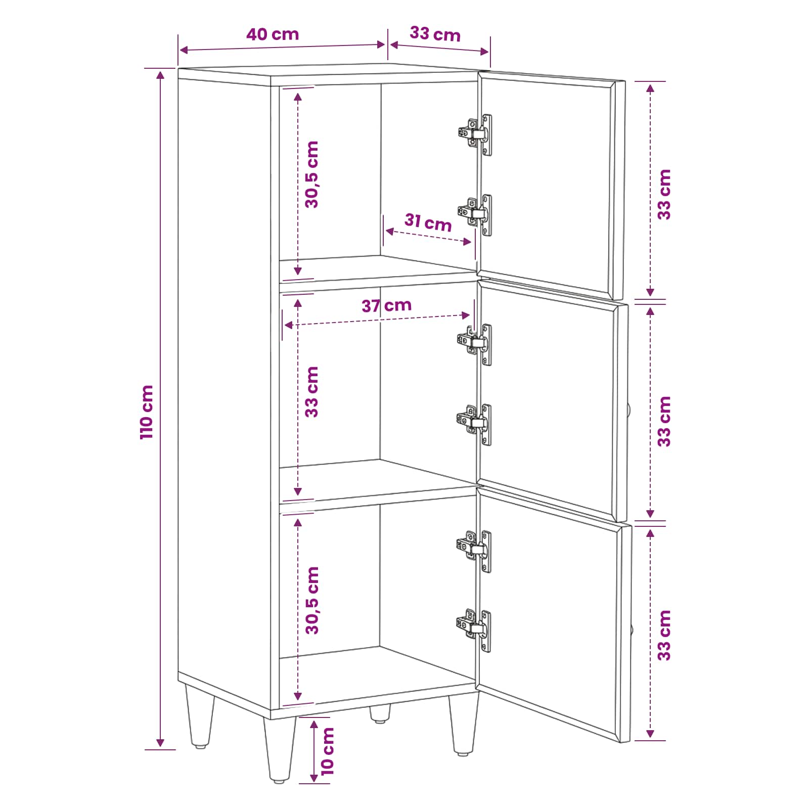 Storage Cabinets Brown 40 X 33.5 X 110 Cm Solid Mango Wood