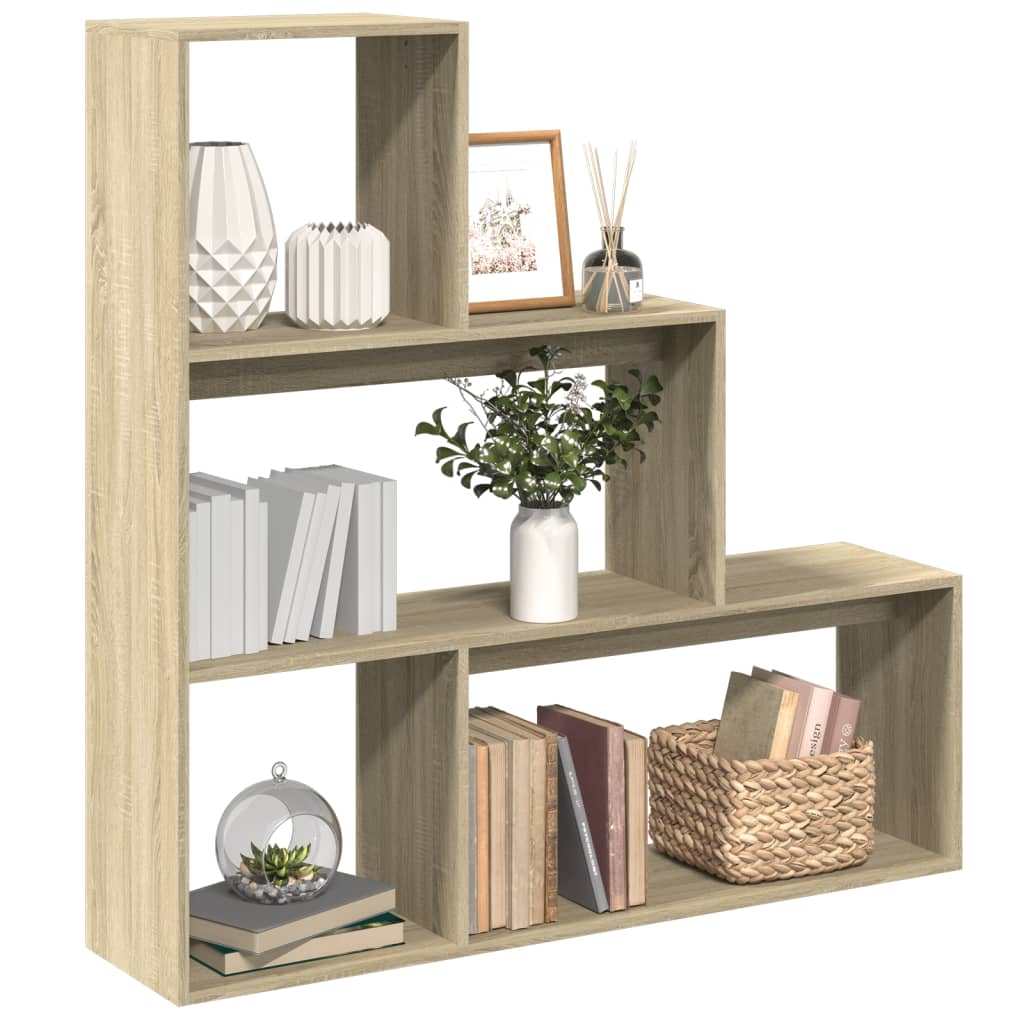 Room Divider Bookcase 3-Tier 123X29X Engineered Wood