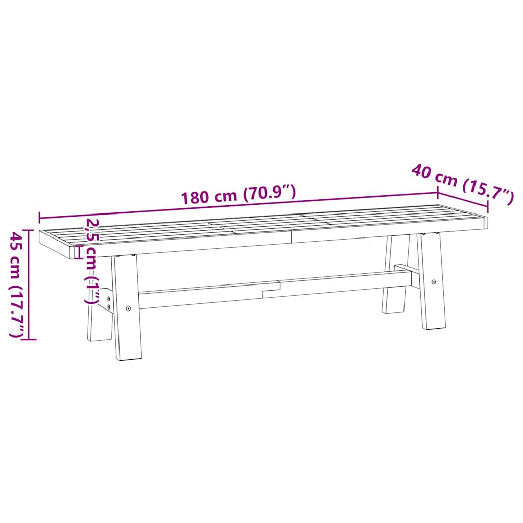 Kitchen & Dining Benches Bench Noain A-Shaped Legs 180X40X45 Cm Solid Wood Pine