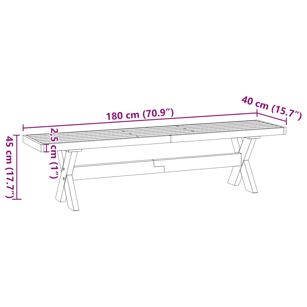 Kitchen & Dining Benches Bench Noain A-Shaped Legs 180X40X45 Cm Solid Wood Pine
