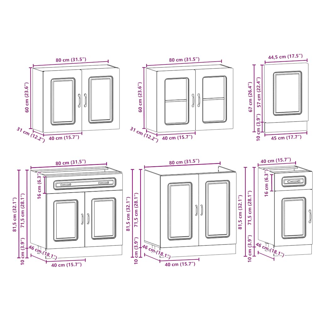 7 Piece Kitchen Cabinet Set Kalmar Engineered Wood