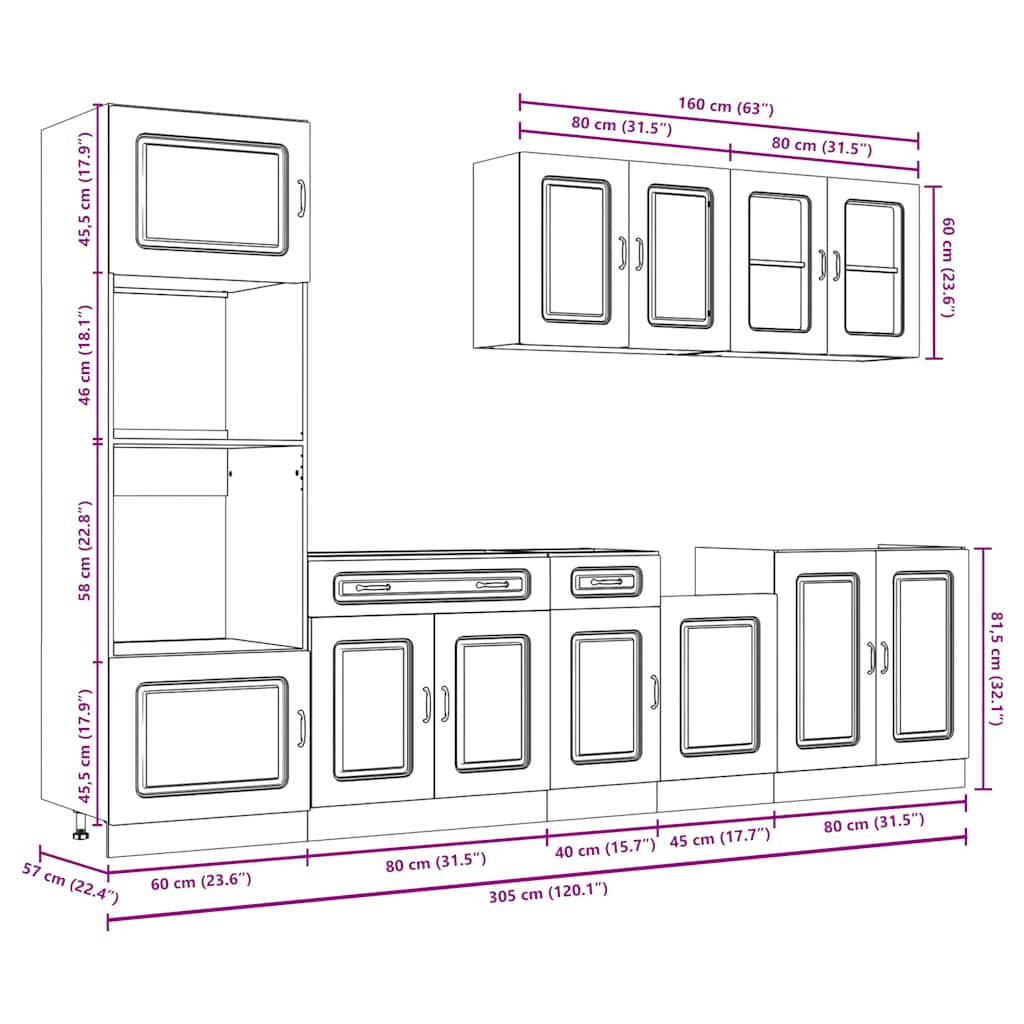 7 Piece Kitchen Cabinet Set Kalmar Engineered Wood