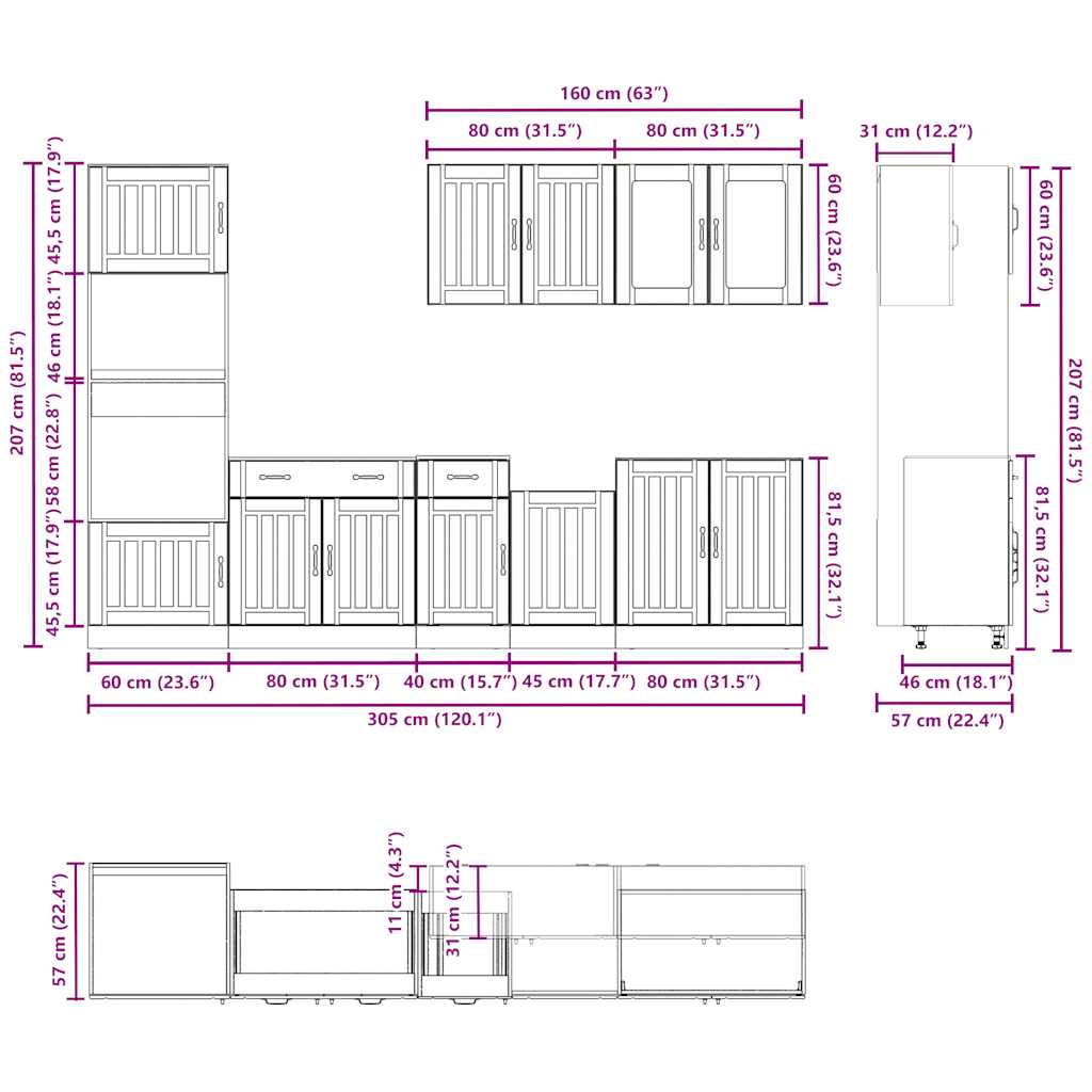 7 Piece Kitchen Cabinet Set Lucca Engineered Wood