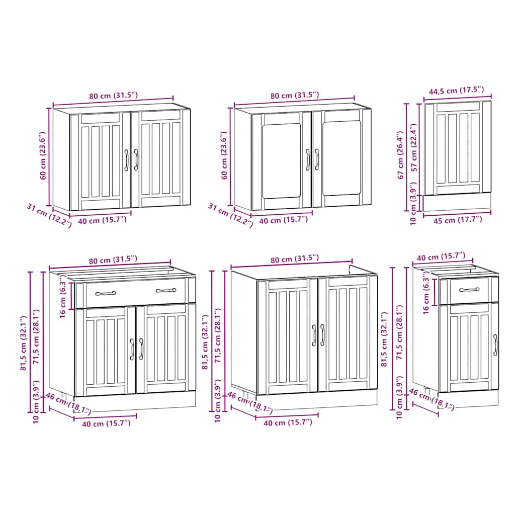 7 Piece Kitchen Cabinet Set Lucca Engineered Wood