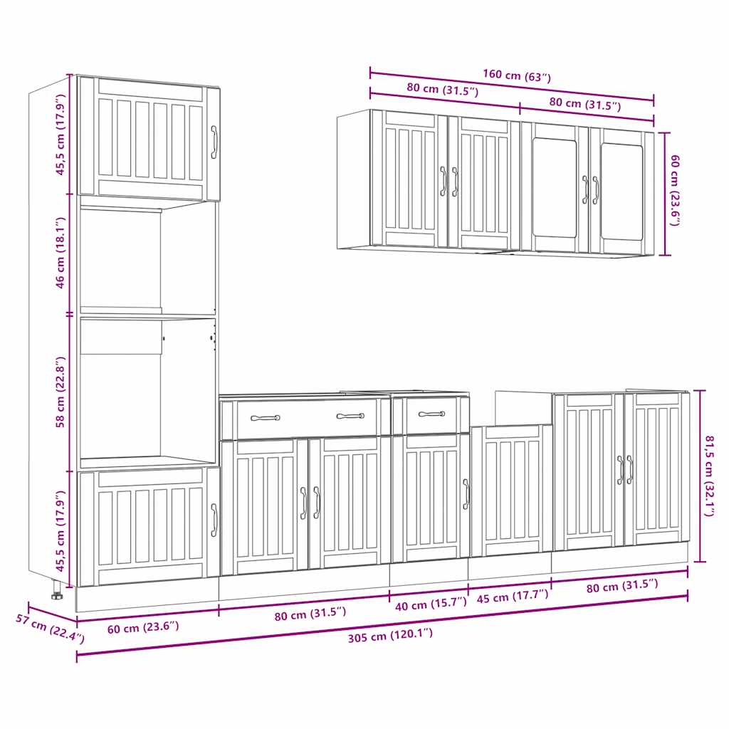 7 Piece Kitchen Cabinet Set Lucca Engineered Wood