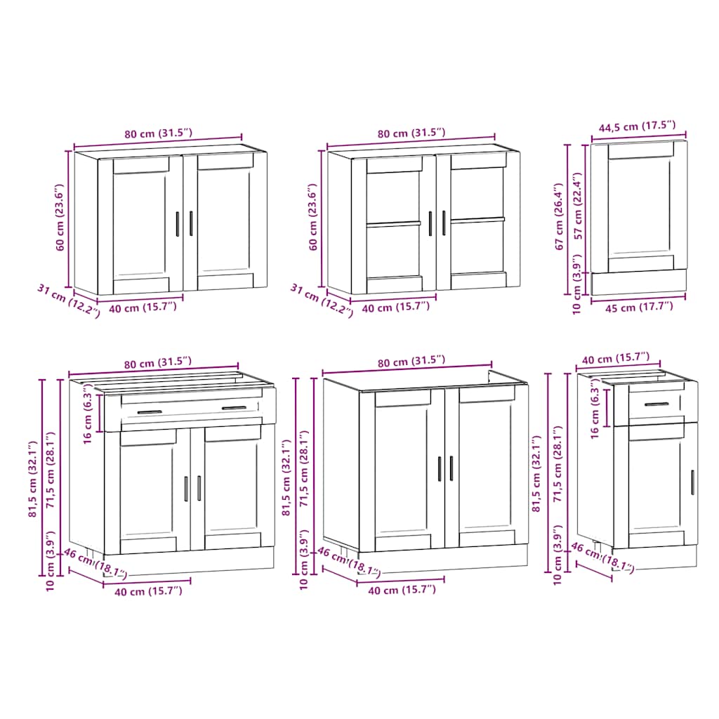 7 Piece Kitchen Cabinet Set Kalmar Engineered Wood