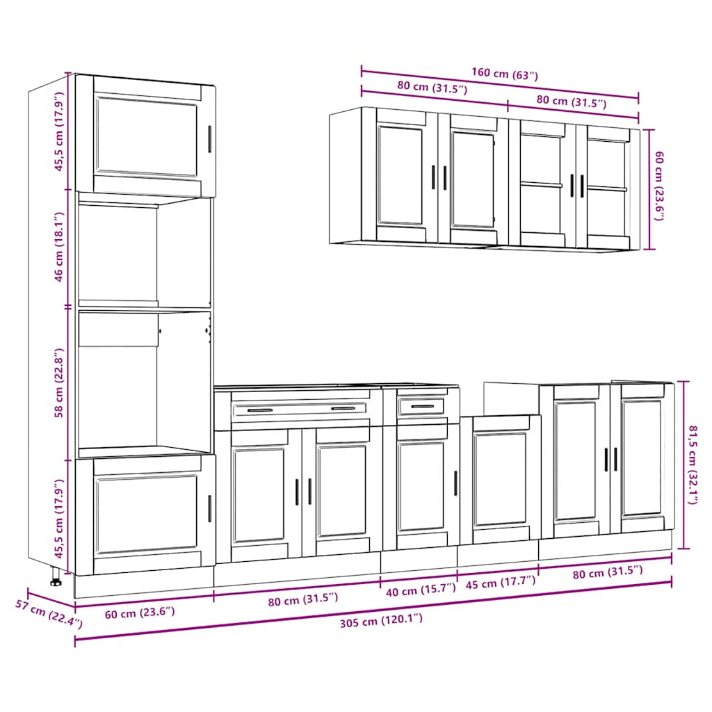 7 Piece Kitchen Cabinet Set Kalmar Engineered Wood