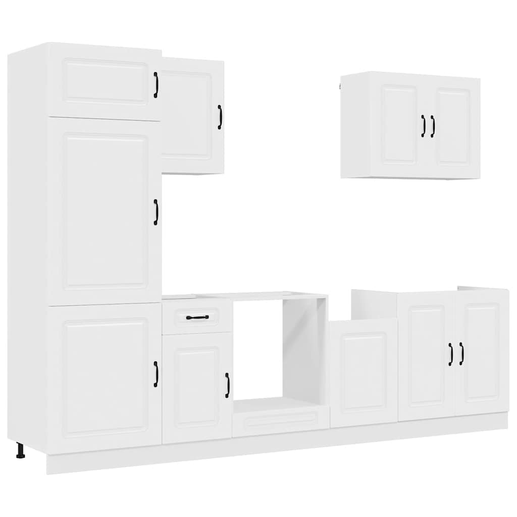 Kitchen Cabinets 7 Piece Cabinet Set Kalmar Engineered Wood Concrete Grey White