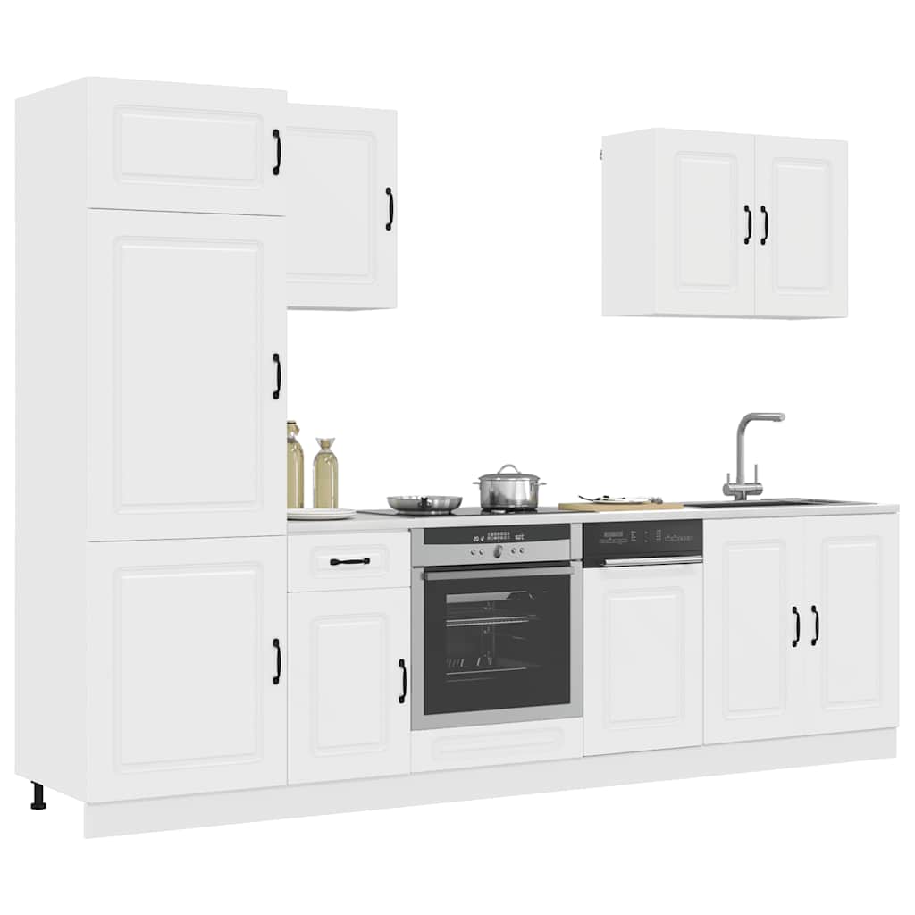 Kitchen Cabinets 7 Piece Cabinet Set Kalmar Engineered Wood Concrete Grey White